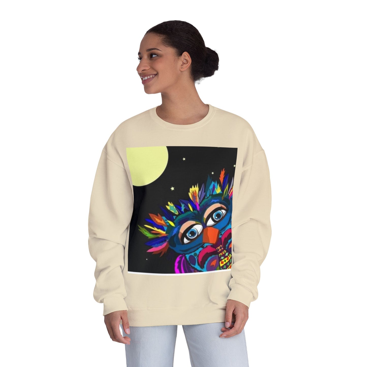 Colorful Night Owl Crewneck Sweatshirt - Unisex NuBlend® Sweatshirt