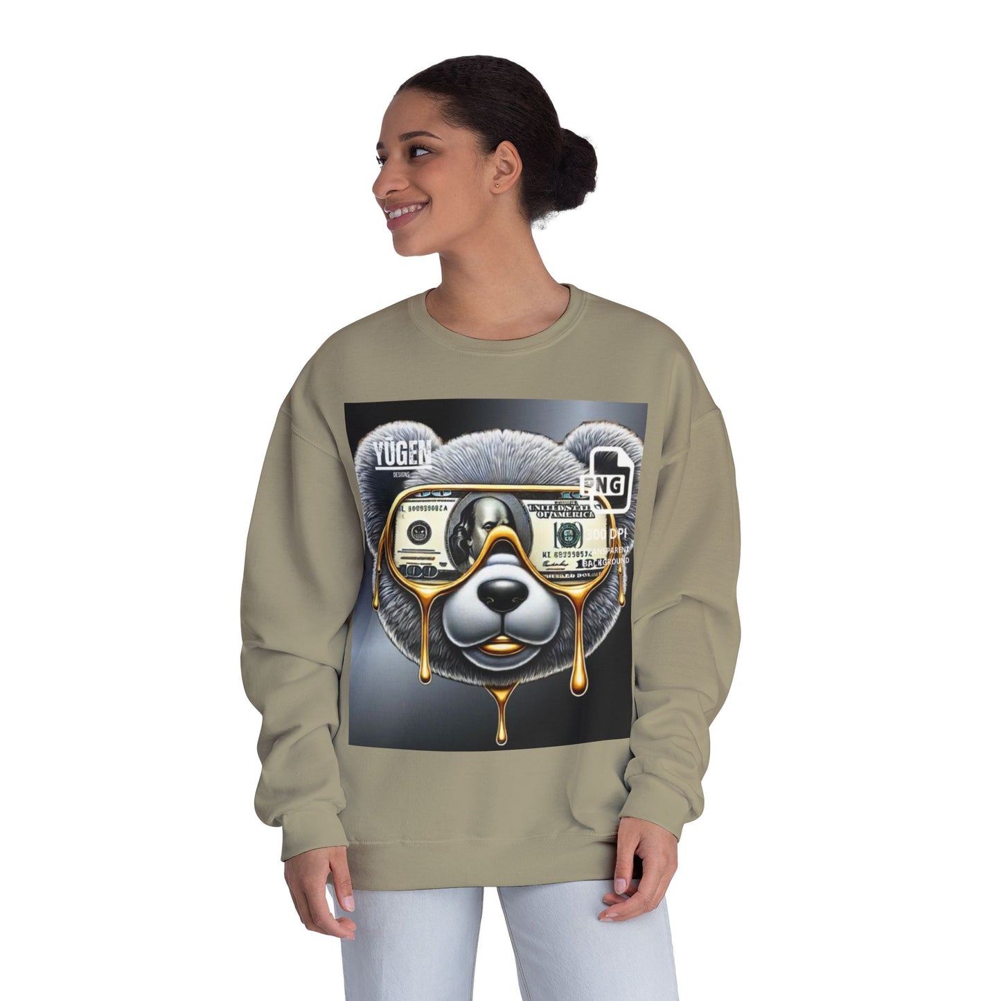 Yūgen Bear Drip Unisex Crewneck Sweatshirt - Cozy Streetwear