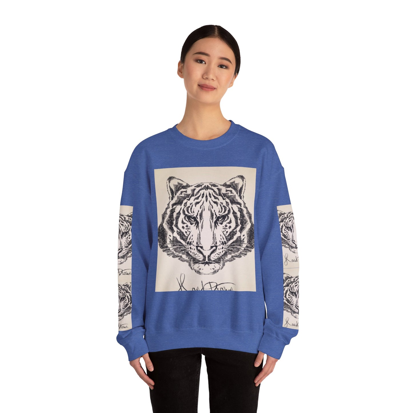 Artistic Tiger Print Crewneck Sweatshirt – Unisex Heavy Blend