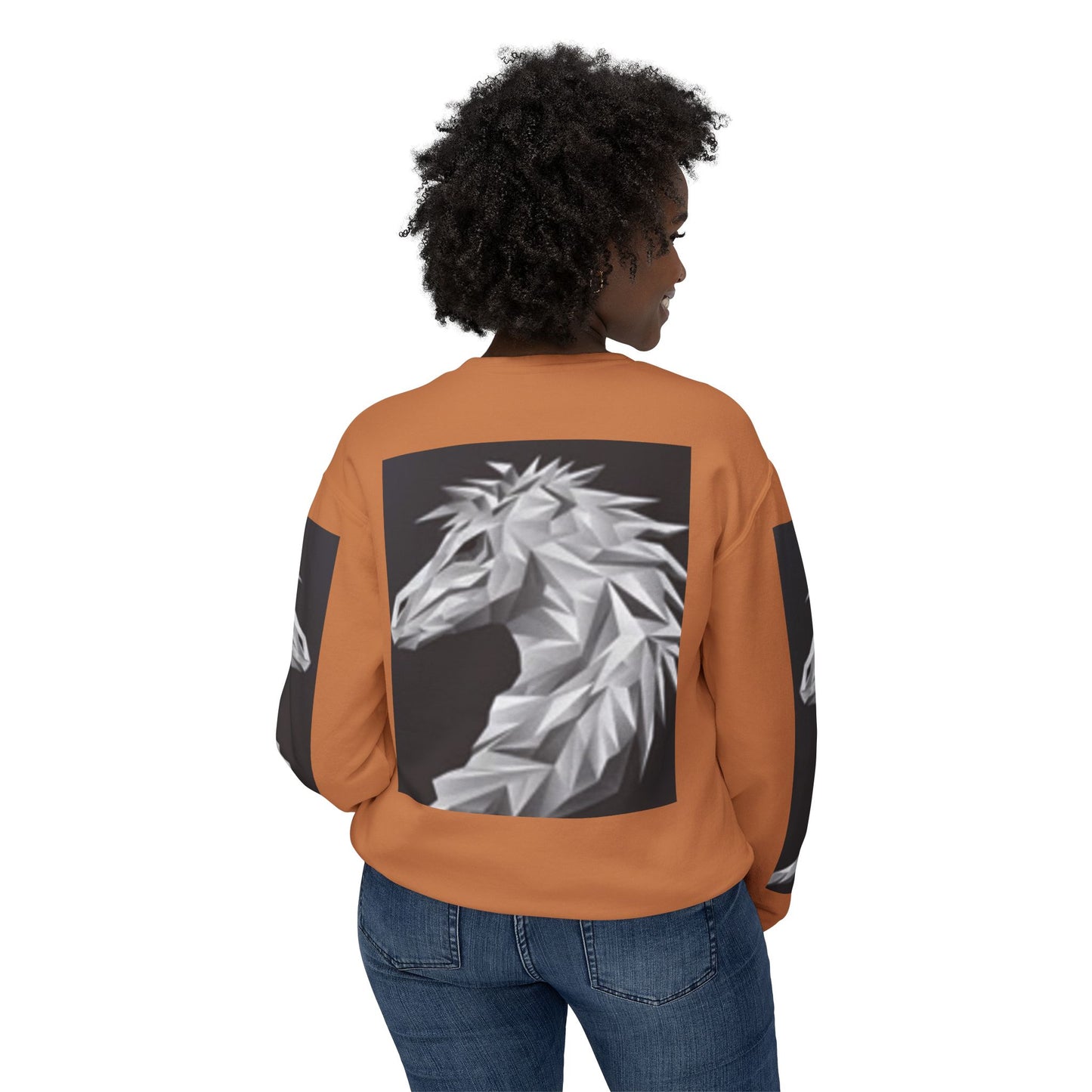 Unisex Lightweight Crewneck Sweatshirt - Stylish Geometric Horse Design