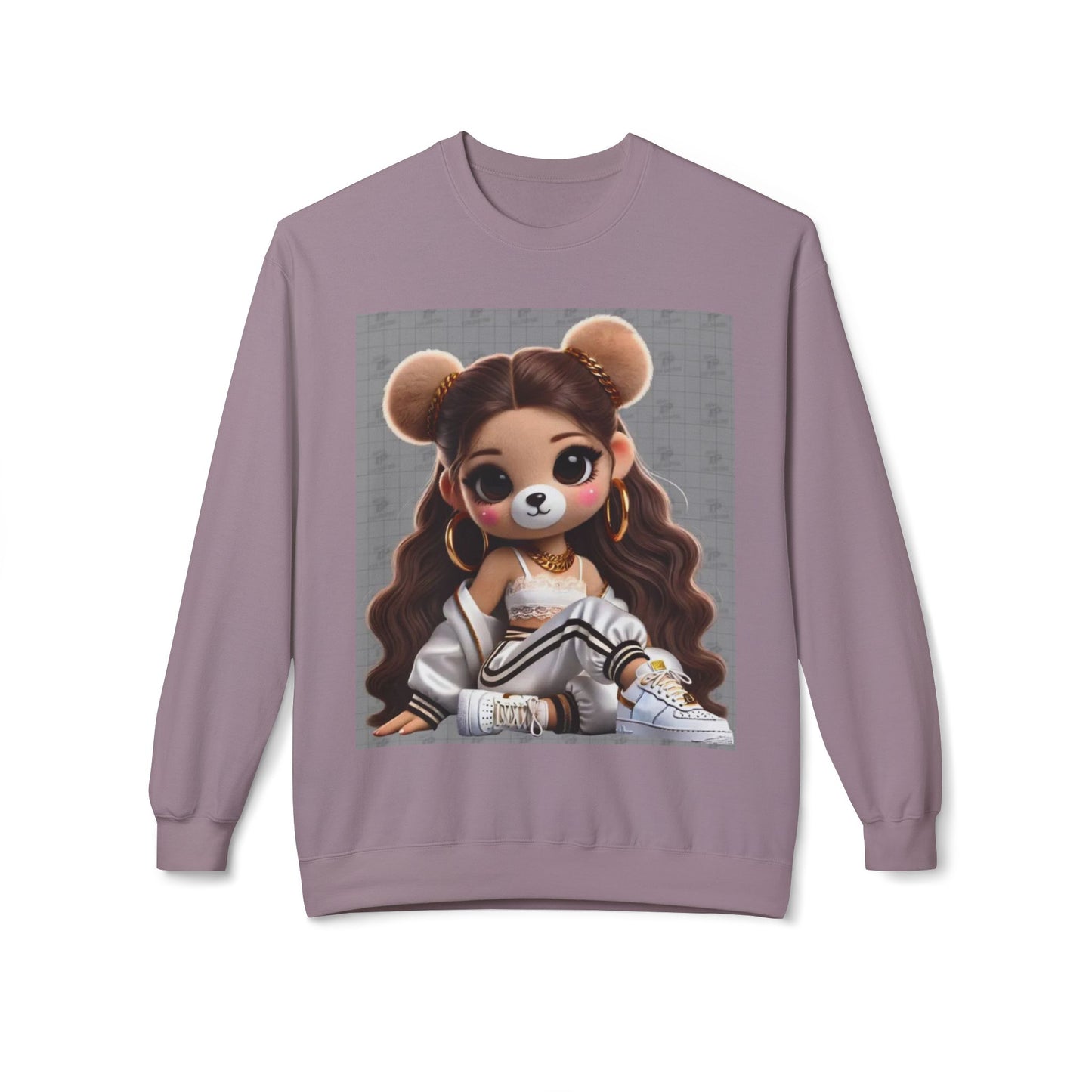 Cute Cartoon Bear Sweatshirt - Unisex Midweight Fleece Crewneck