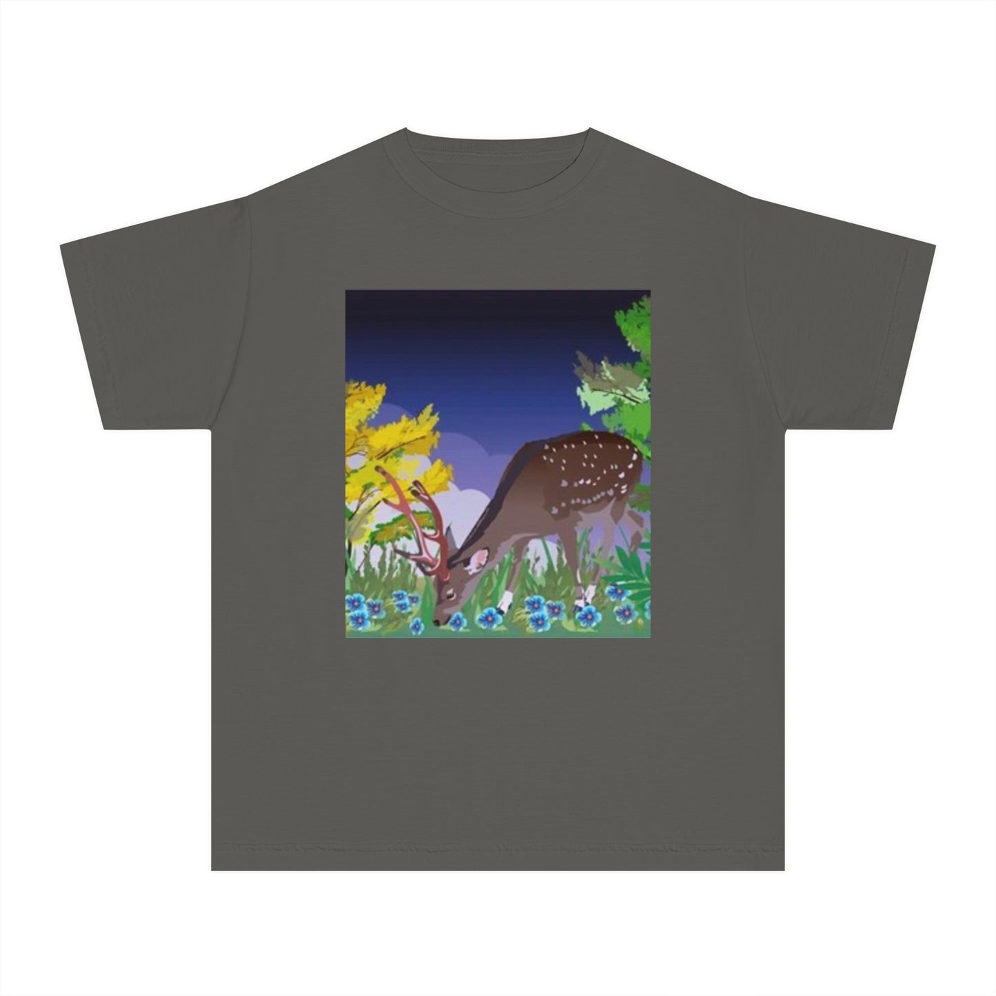 Youth Midweight Tee – Serene Deer in Nature Design