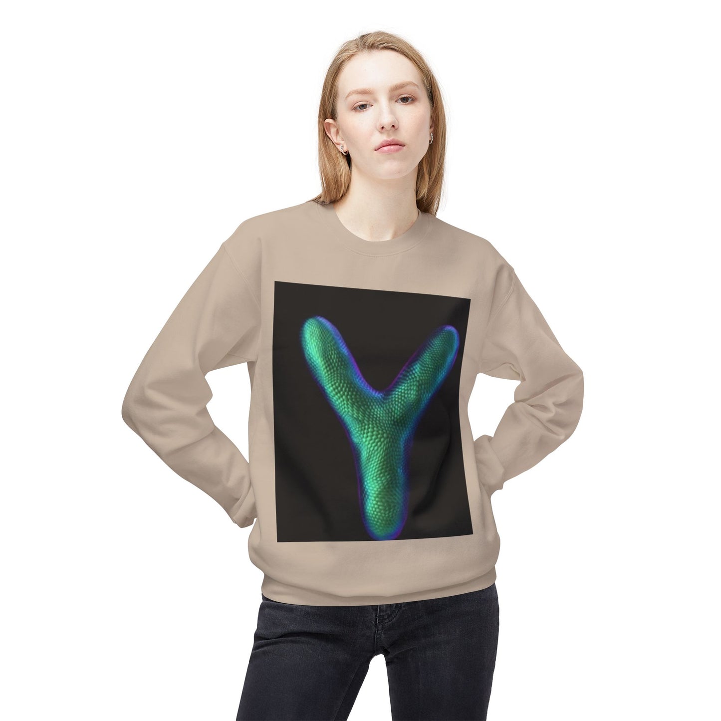 Unisex Y Graphic Fleece Crewneck Sweatshirt - Cozy Modern Style