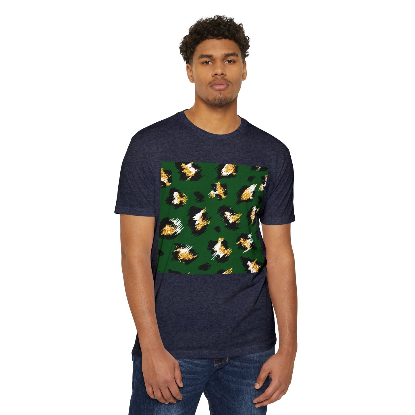 Unisex CVC Jersey T-Shirt - Vibrant Green Animal Print