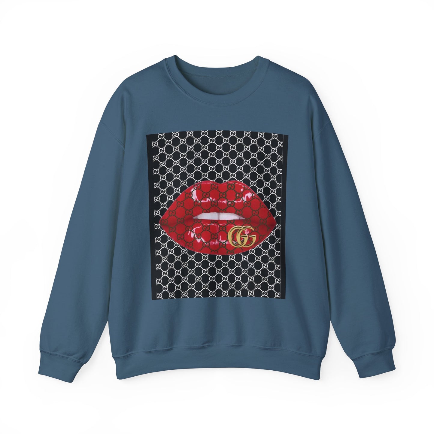 Trendy Unisex Graphic Crewneck Sweatshirt with Lip Design