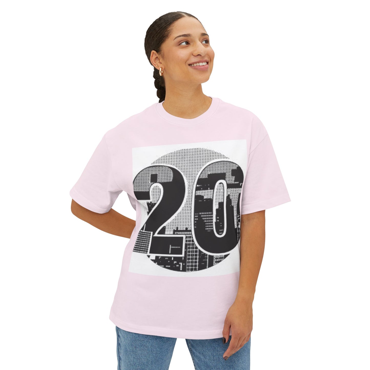 Retro Cityscape 20 Unisex Oversized Boxy Tee - Street Style Graphic Top