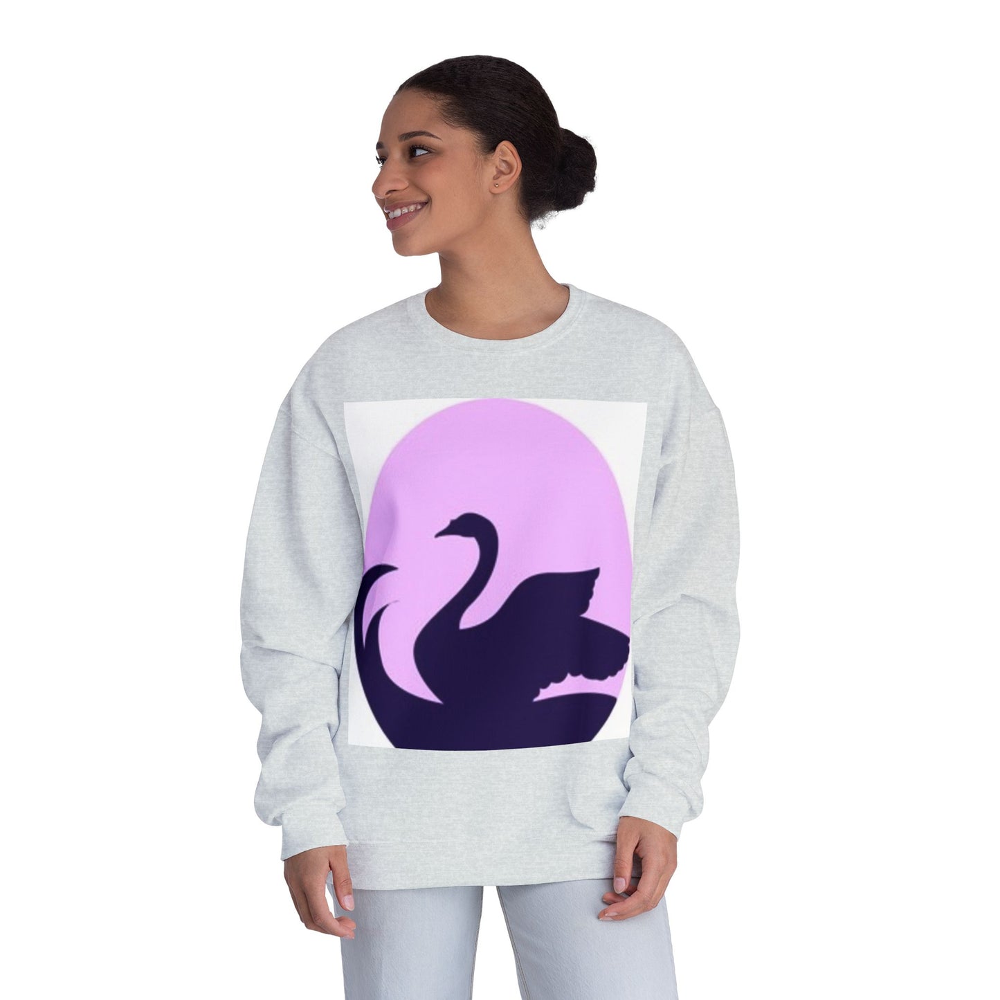 Elegant Swan Silhouette Unisex Crewneck Sweatshirt - Cozy Spring Fashion