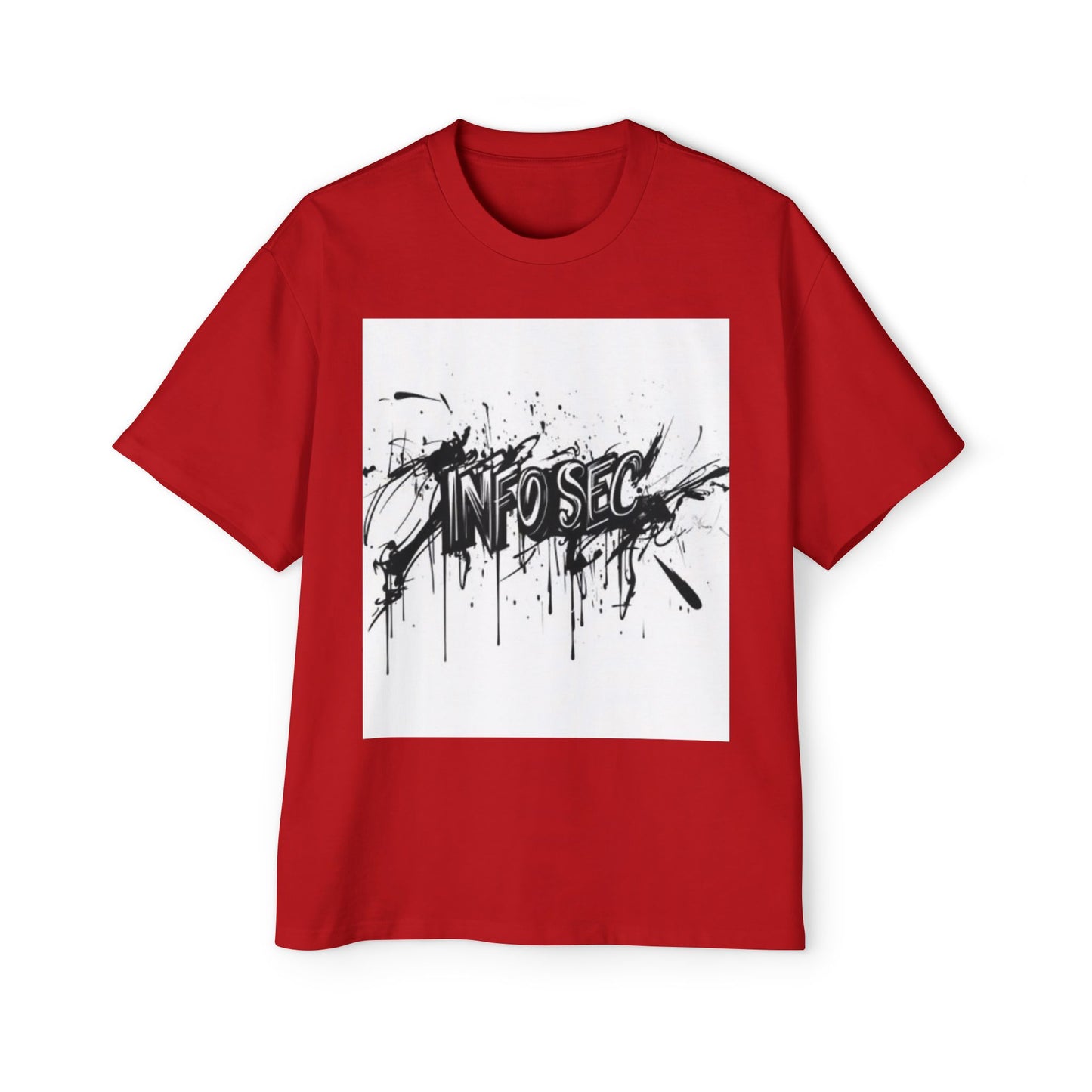 Men's Oversized Info Sec Tee - Urban Streetwear Graphic T-Shirt