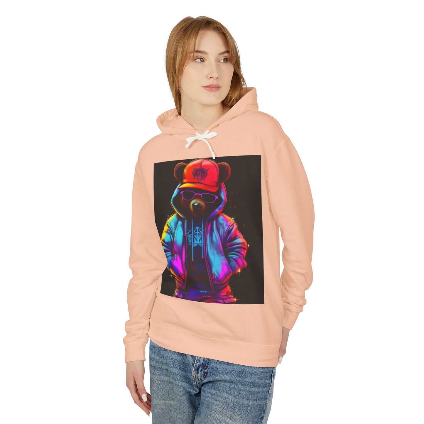 Urban Bear Graphic Hoodie - Unisex Lightweight Sweatshirt