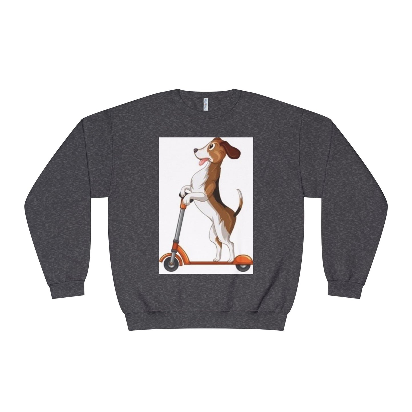 Dog Lover Crewneck Sweatshirt - Fun Beagle on Scooter Design