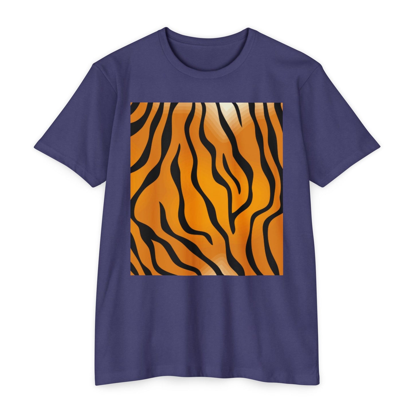 Unisex Tiger Stripe CVC Jersey T-Shirt - Bold Wild Pattern for Casual Wear