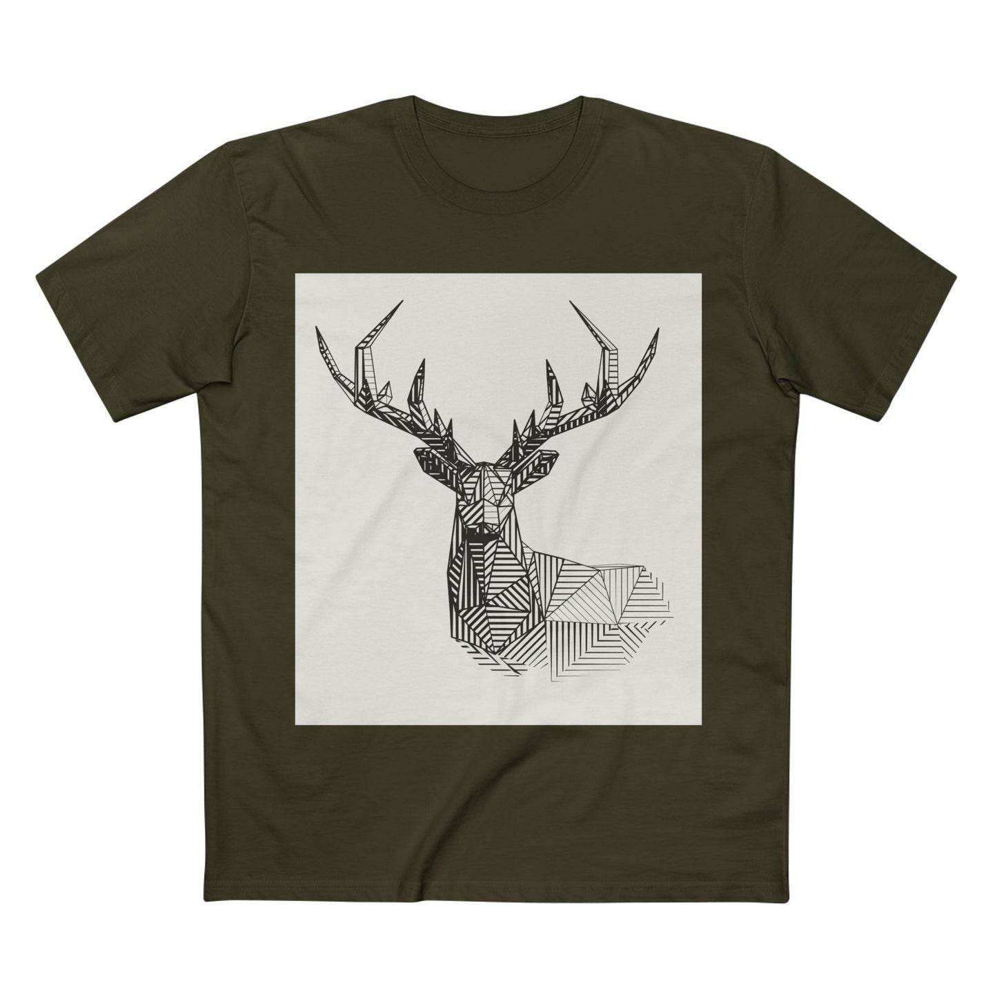 Geometric Deer & Spider Web Adult Staple Tee - Nature-Inspired Graphic T-Shirt for Outdoor Enthusiasts