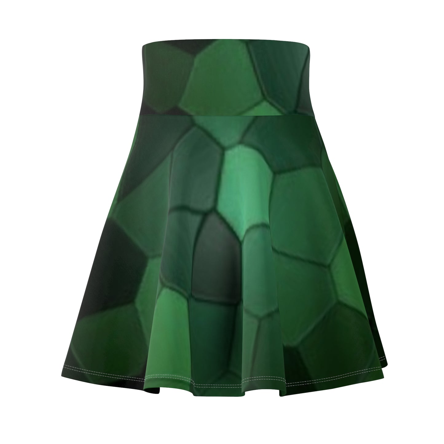 Women's Green Hexagon Skater Skirt - Trendy Summer Fashion