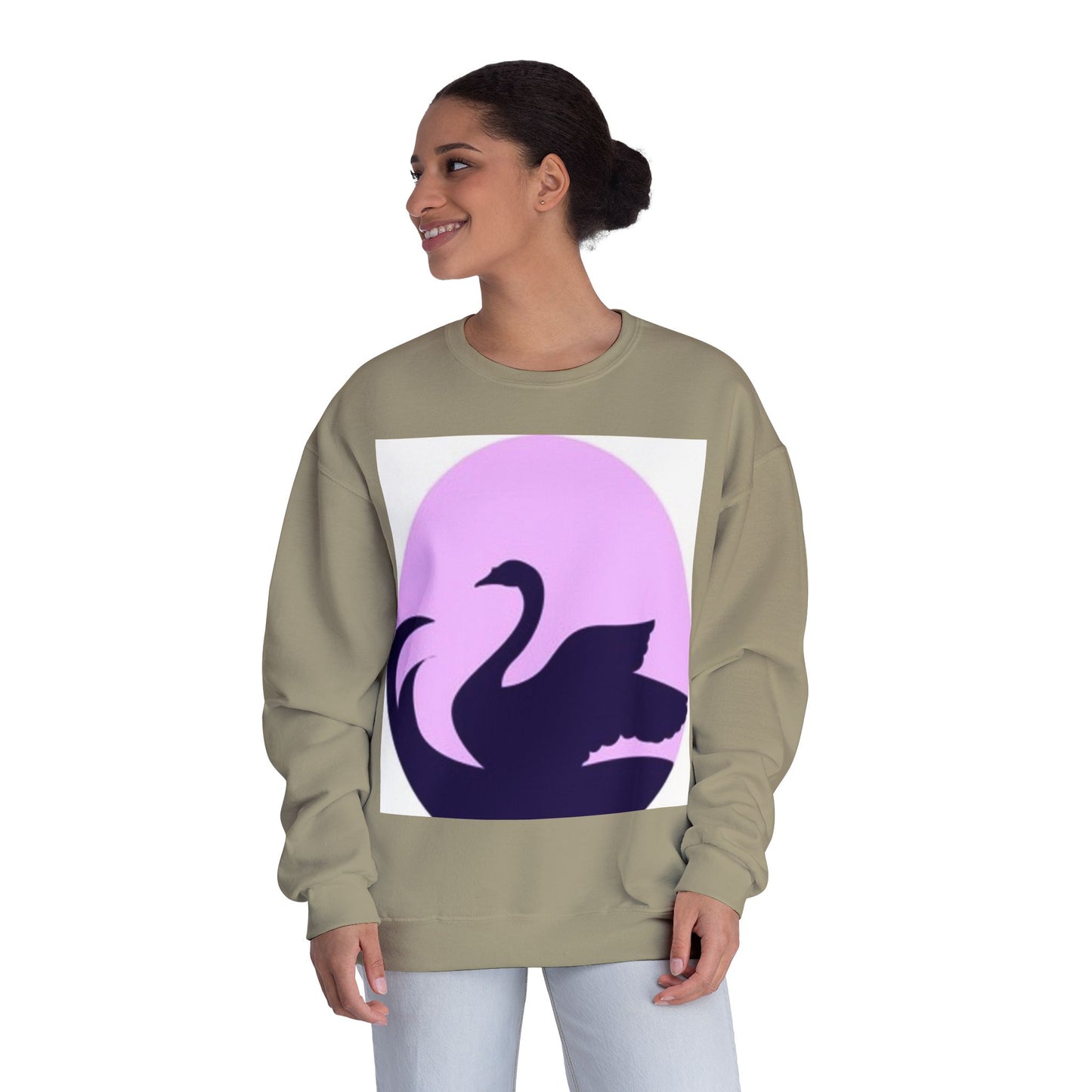 Elegant Swan Silhouette Unisex Crewneck Sweatshirt - Cozy Spring Fashion