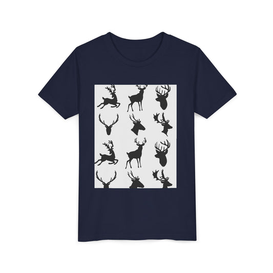 Youth Short Sleeve Tee - Stylish Reindeer Silhouettes for Winter Celebrations
