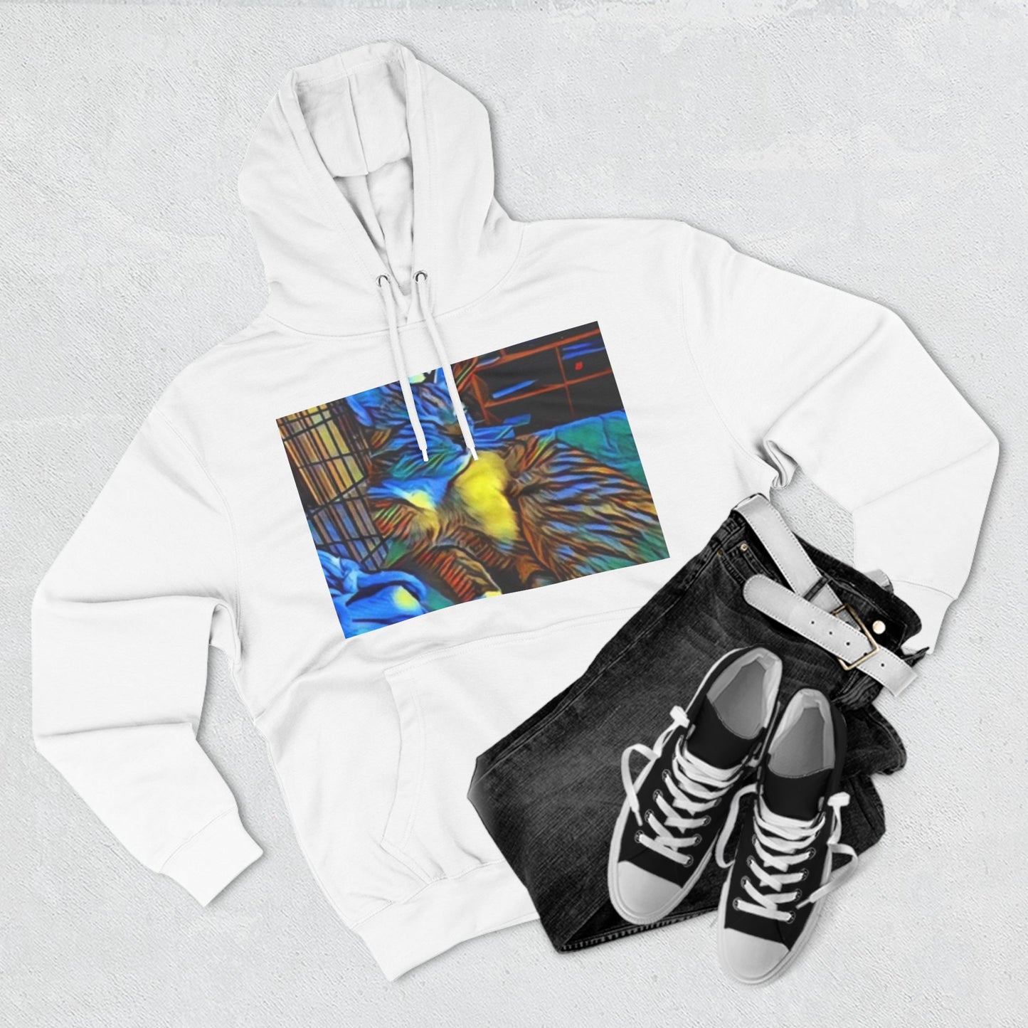 Colorful Cat Fleece Hoodie - Cozy & Stylish for Cat Lovers