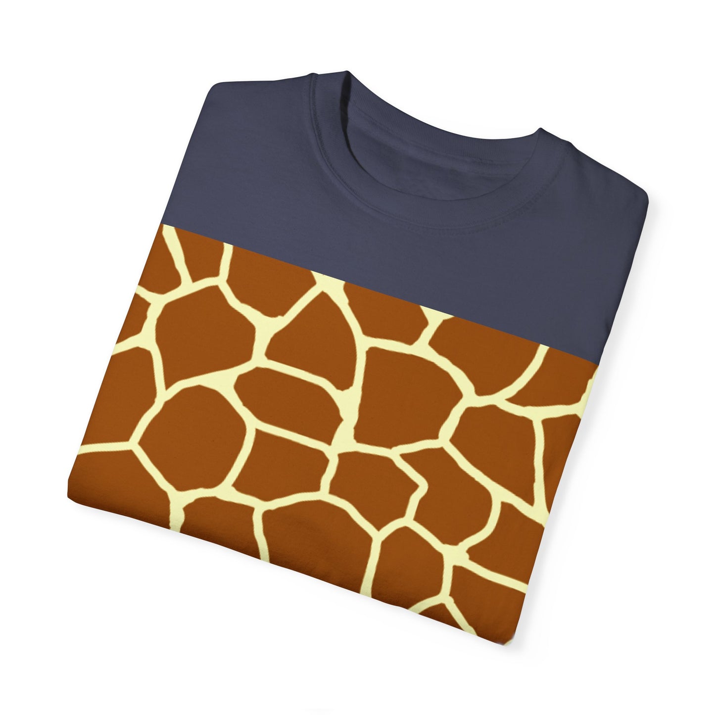 Unisex Giraffe Print Garment-Dyed T-Shirt - Animal Lover Tee