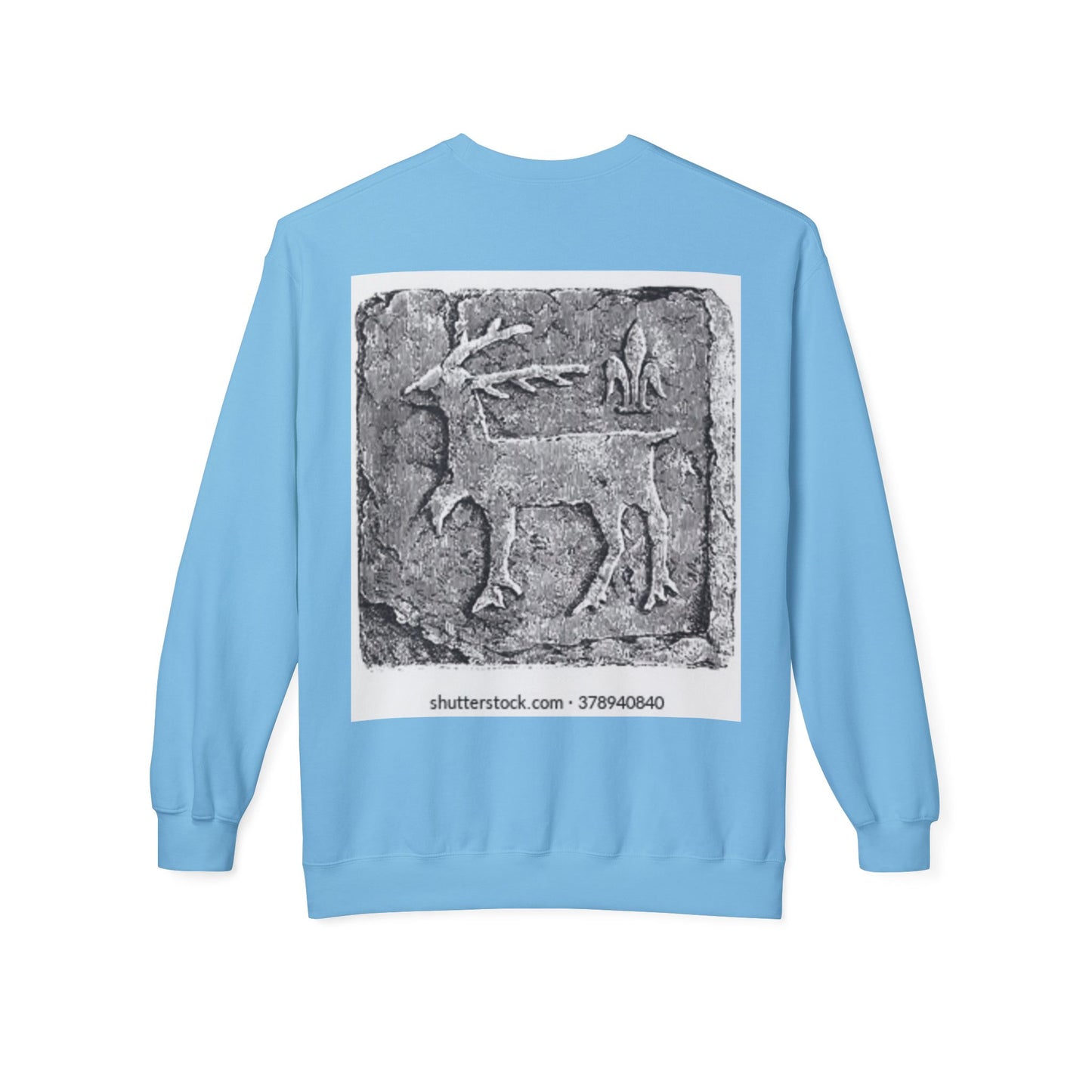 Vintage-Inspired Fleece Crewneck Sweatshirt with Ancient Deer Design