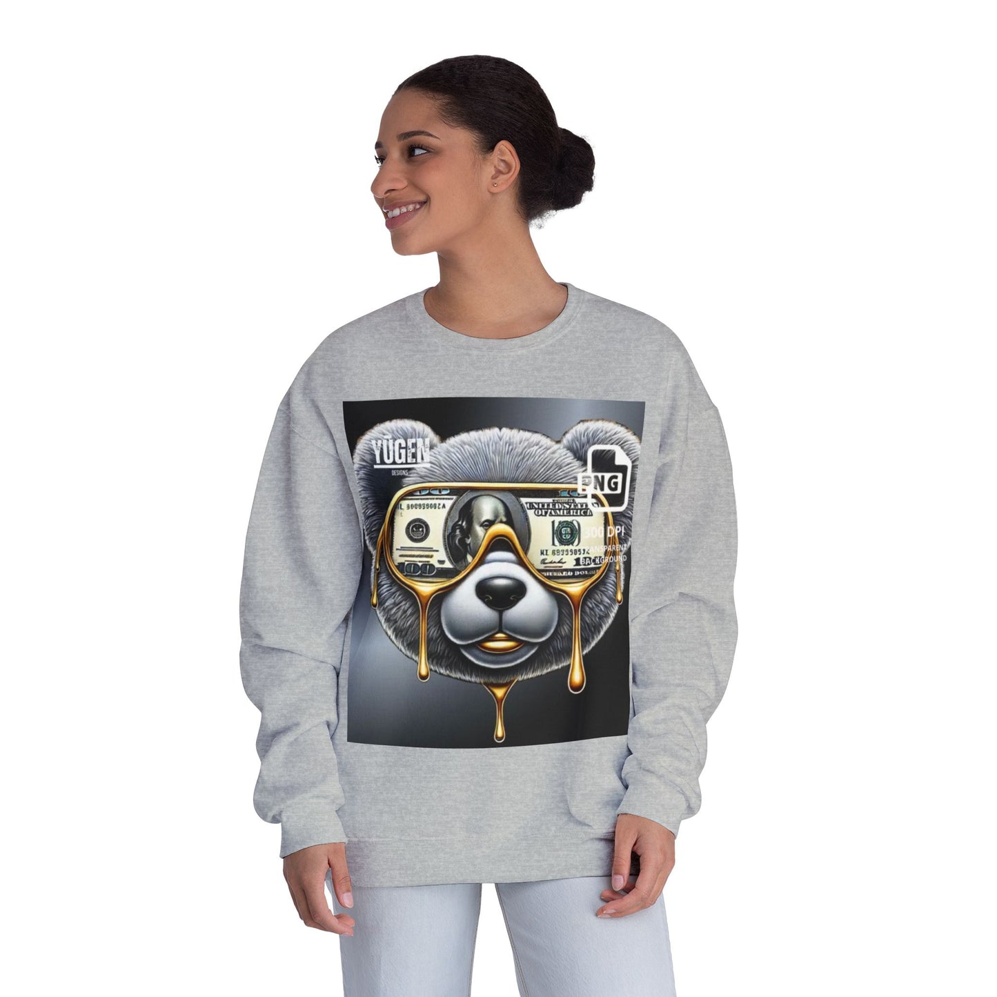Yūgen Bear Drip Unisex Crewneck Sweatshirt - Cozy Streetwear