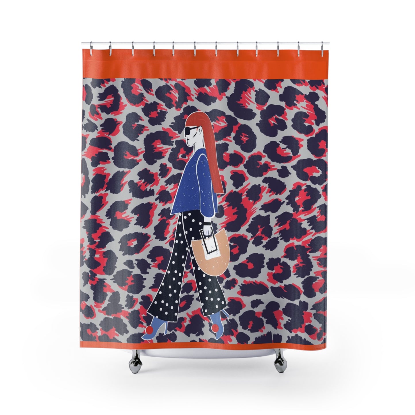 Chic Fashionista Shower Curtain - Trendy Leopard Print for Stylish Bathrooms