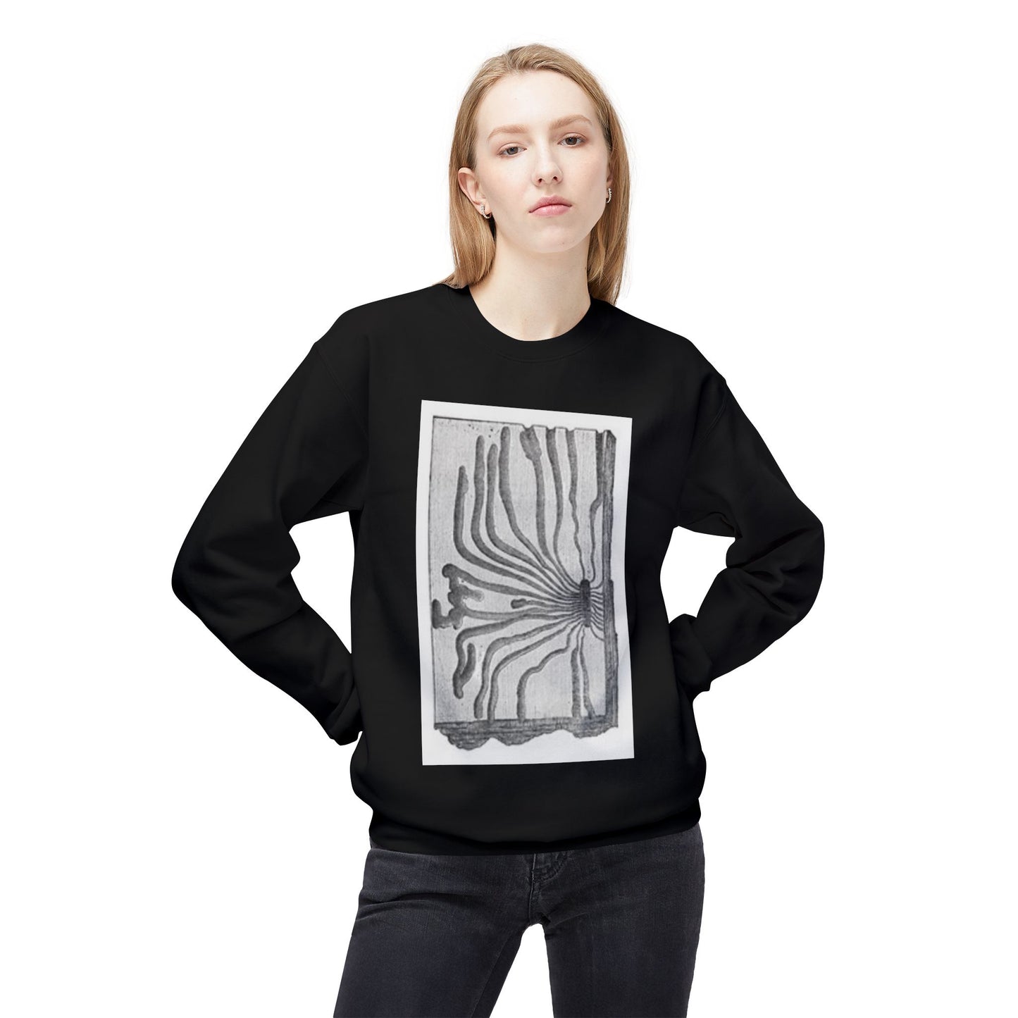 Artistic Midweight Fleece Crewneck Sweatshirt - Unique Abstract Design