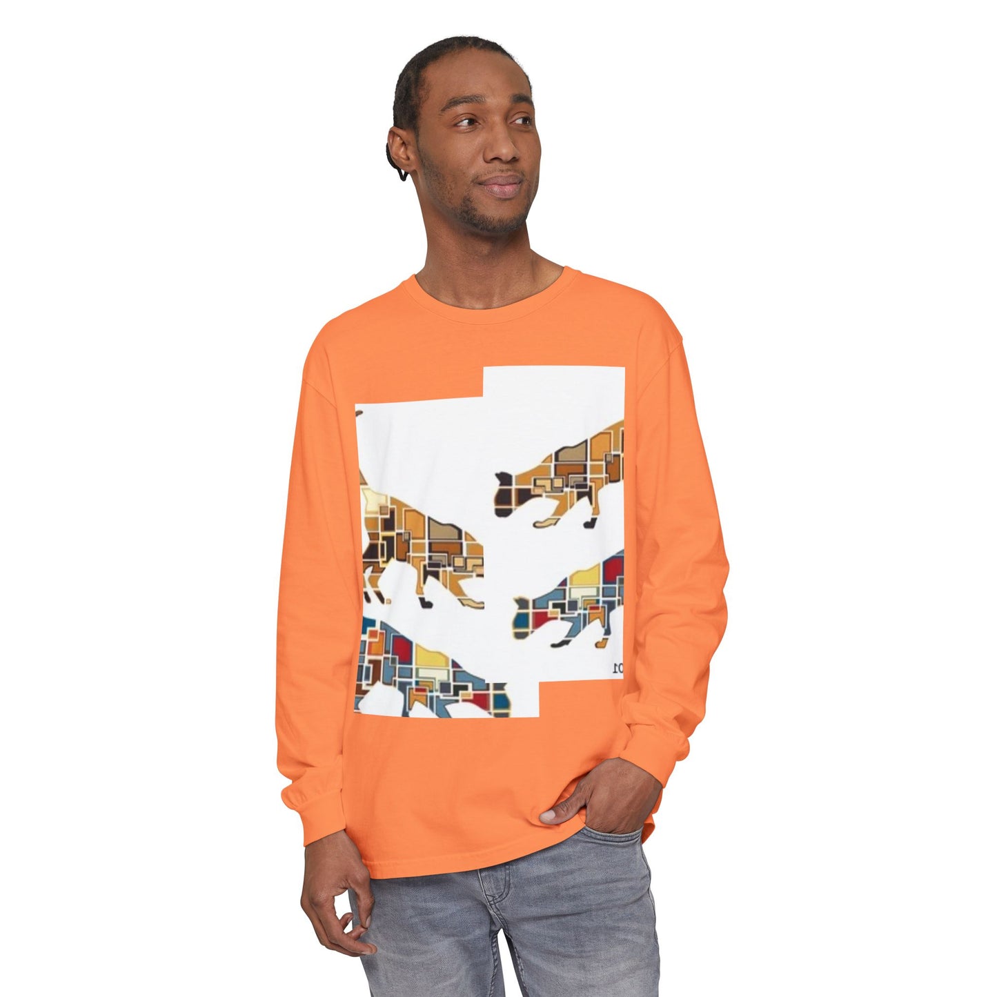 Artful Cat Silhouette Long Sleeve T-Shirt - Perfect for Animal Lovers