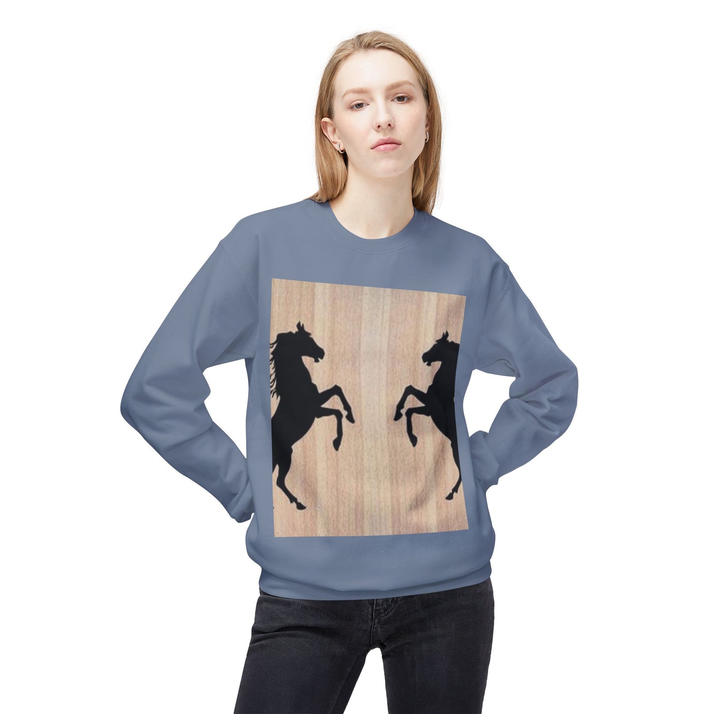 Equestrian Silhouette Fleece Sweatshirt - Perfect for Horse Lovers