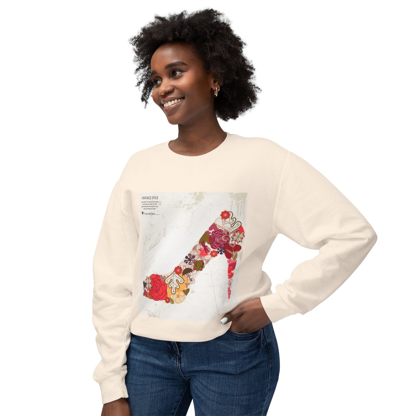Vintage Floral High Heel Unisex Crewneck Sweatshirt | Stylish & Comfortable
