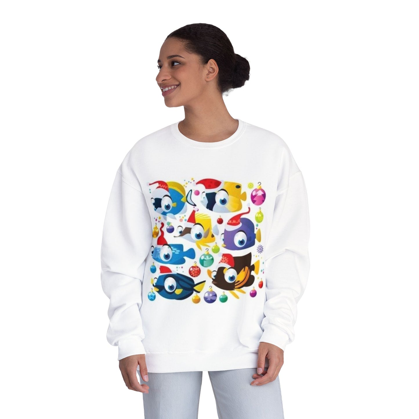 Whimsical Colorful Crewneck Sweatshirt – Fun Cartoon Design