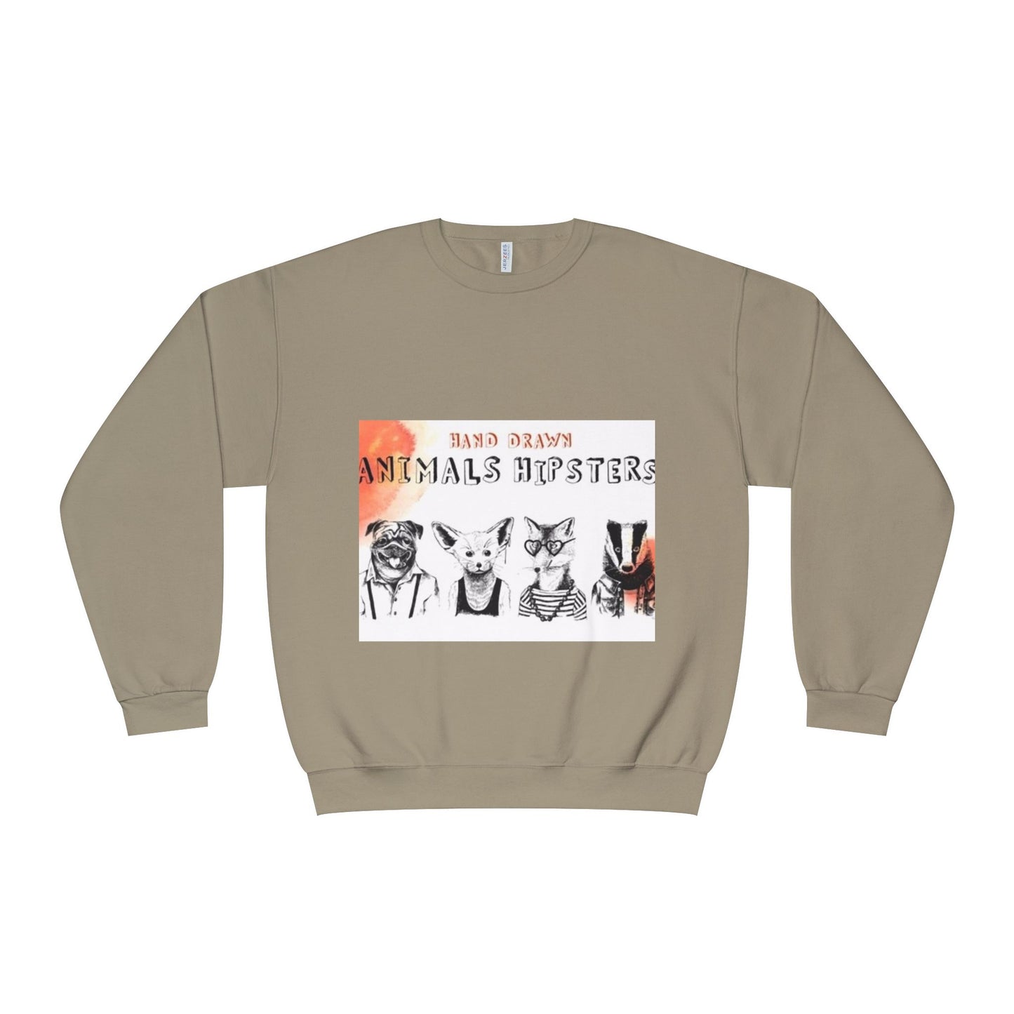 Hand Drawn Animals Hipsters Unisex Crewneck Sweatshirt