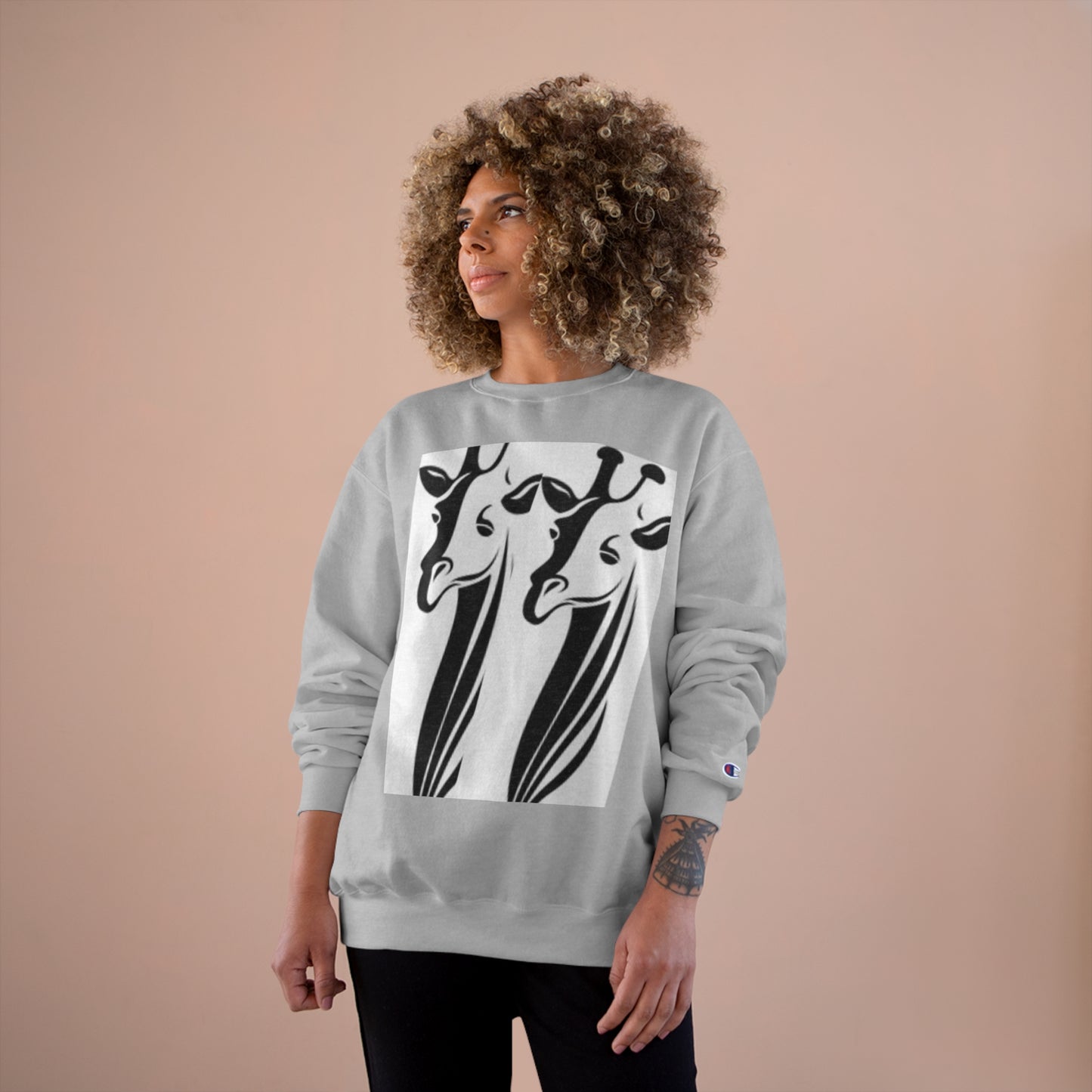 Giraffe Lovers Champion Sweatshirt - Cozy Wildlife Apparel