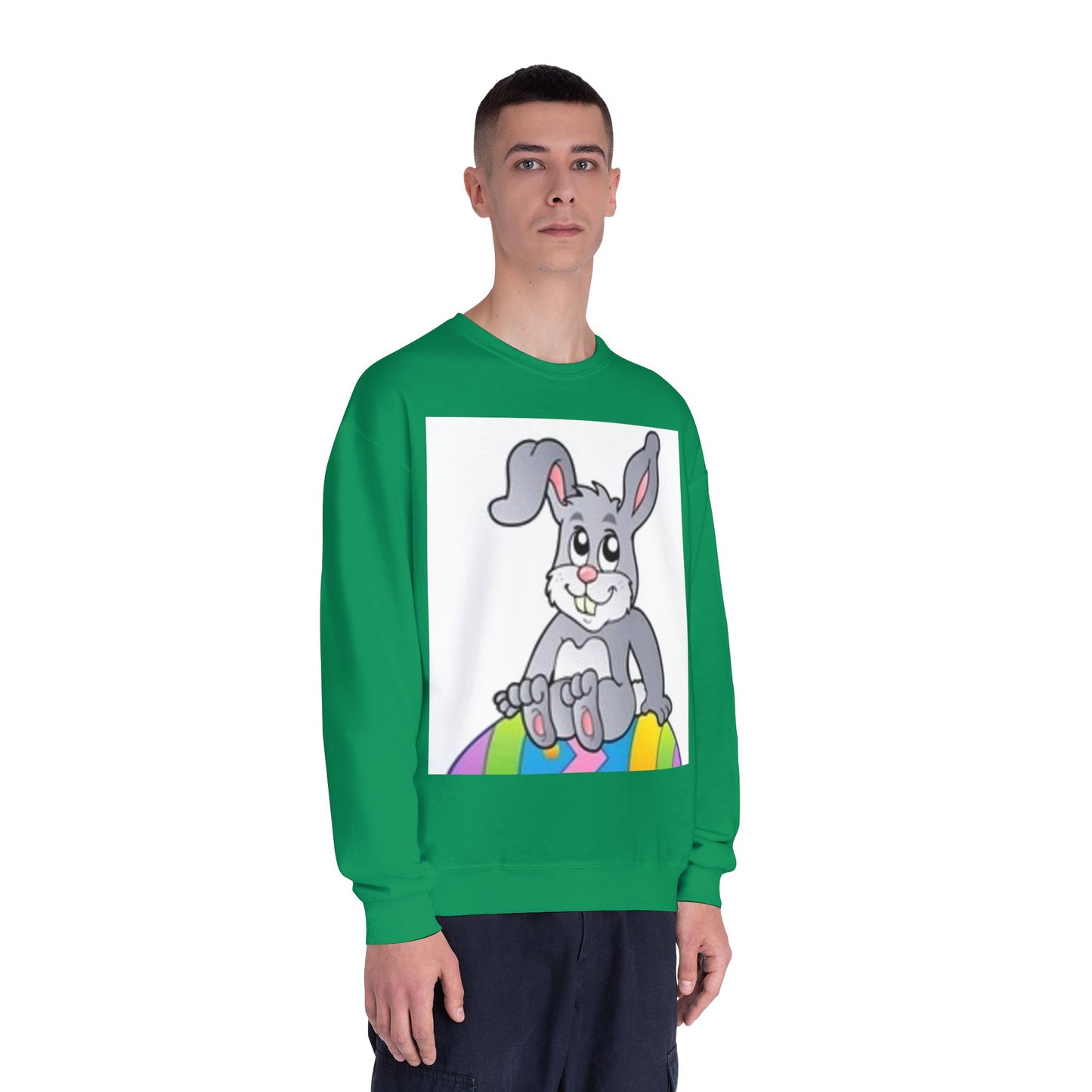 Cozy Rabbit Graphic Crewneck Sweatshirt - Perfect for Spring Celebrations