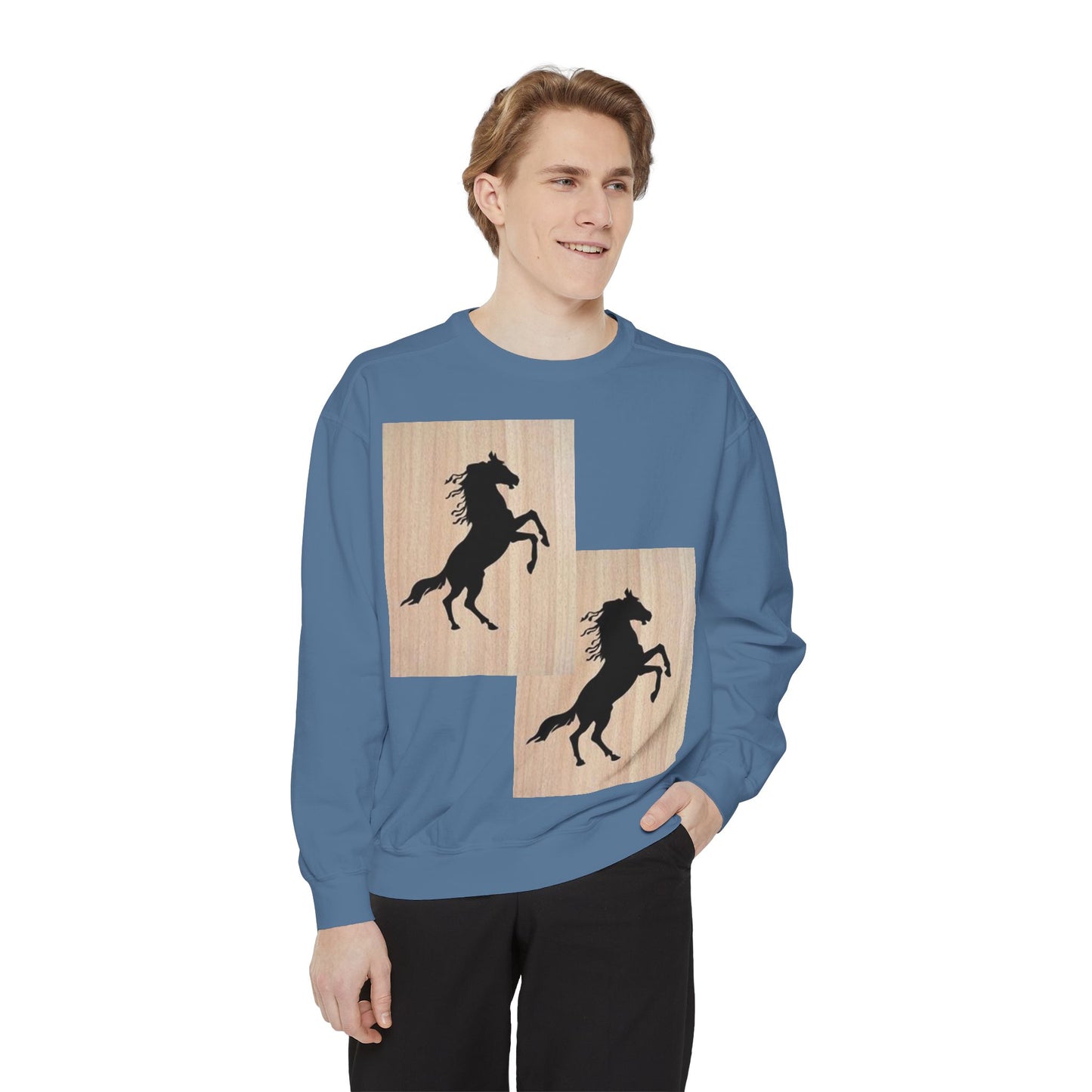 Equestrian Spirit Unisex Garment-Dyed Sweatshirt - Bold Horse Design
