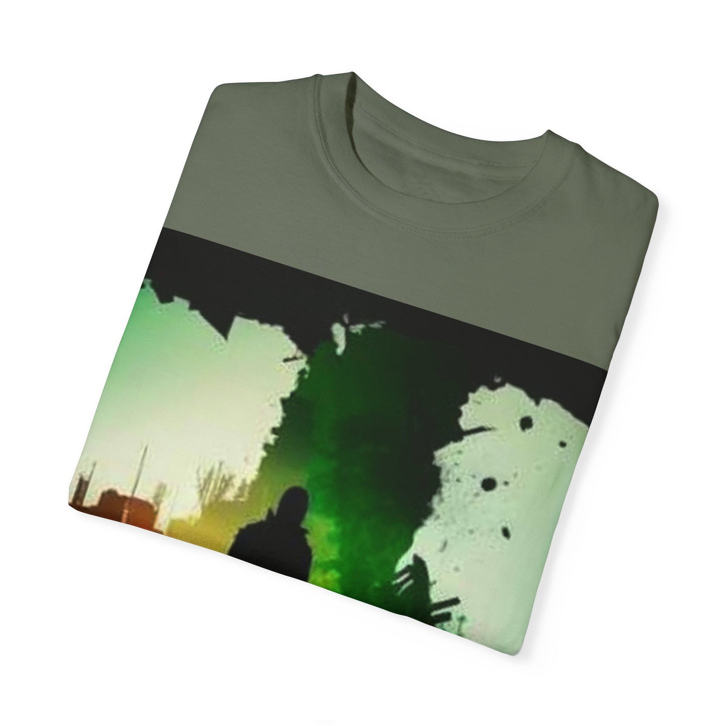 Vintage-Inspired Unisex Garment-Dyed T-Shirt with Artistic Print