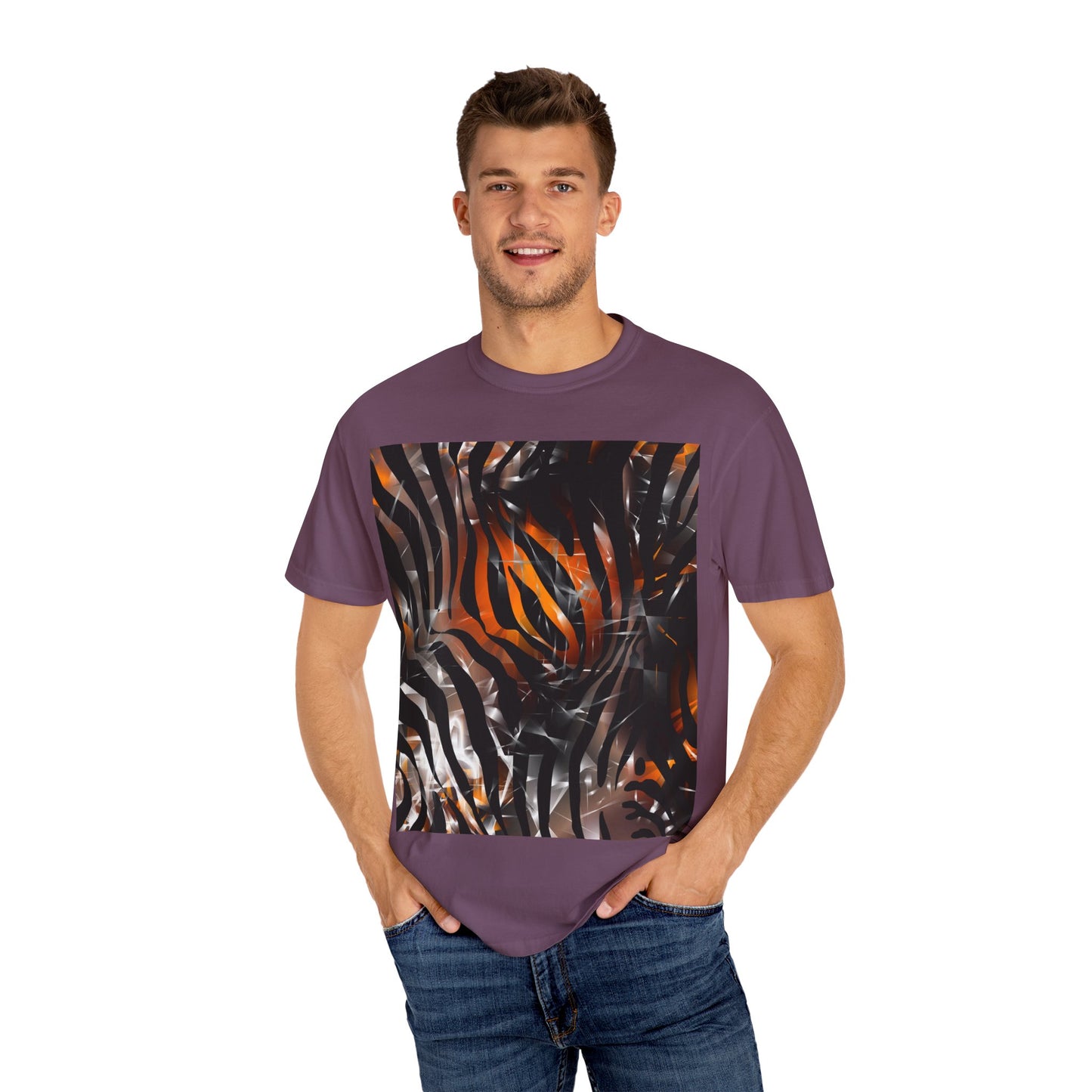 Vibrant Jungle Print Unisex Garment-Dyed T-Shirt