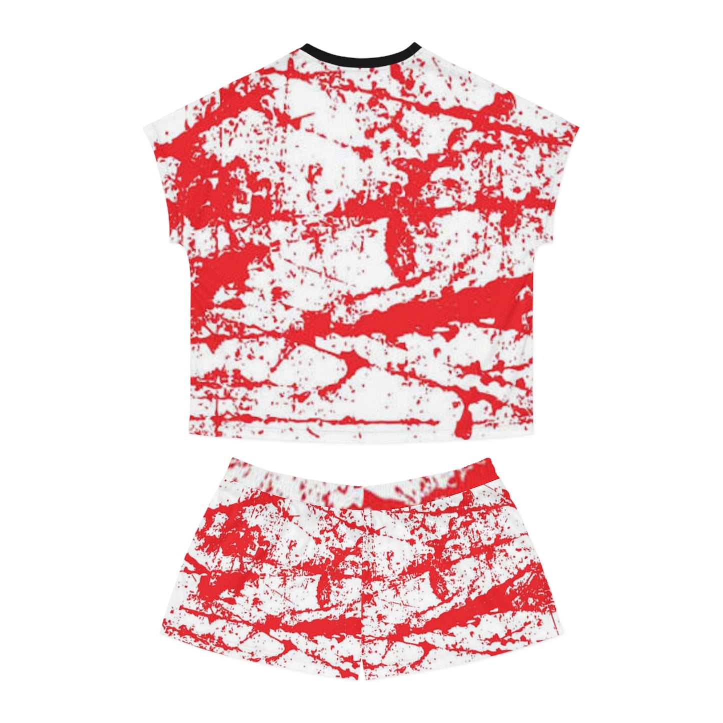 Vibrant Women's Short Pajama Set - Red Splatter Design for Relaxation and Sleep