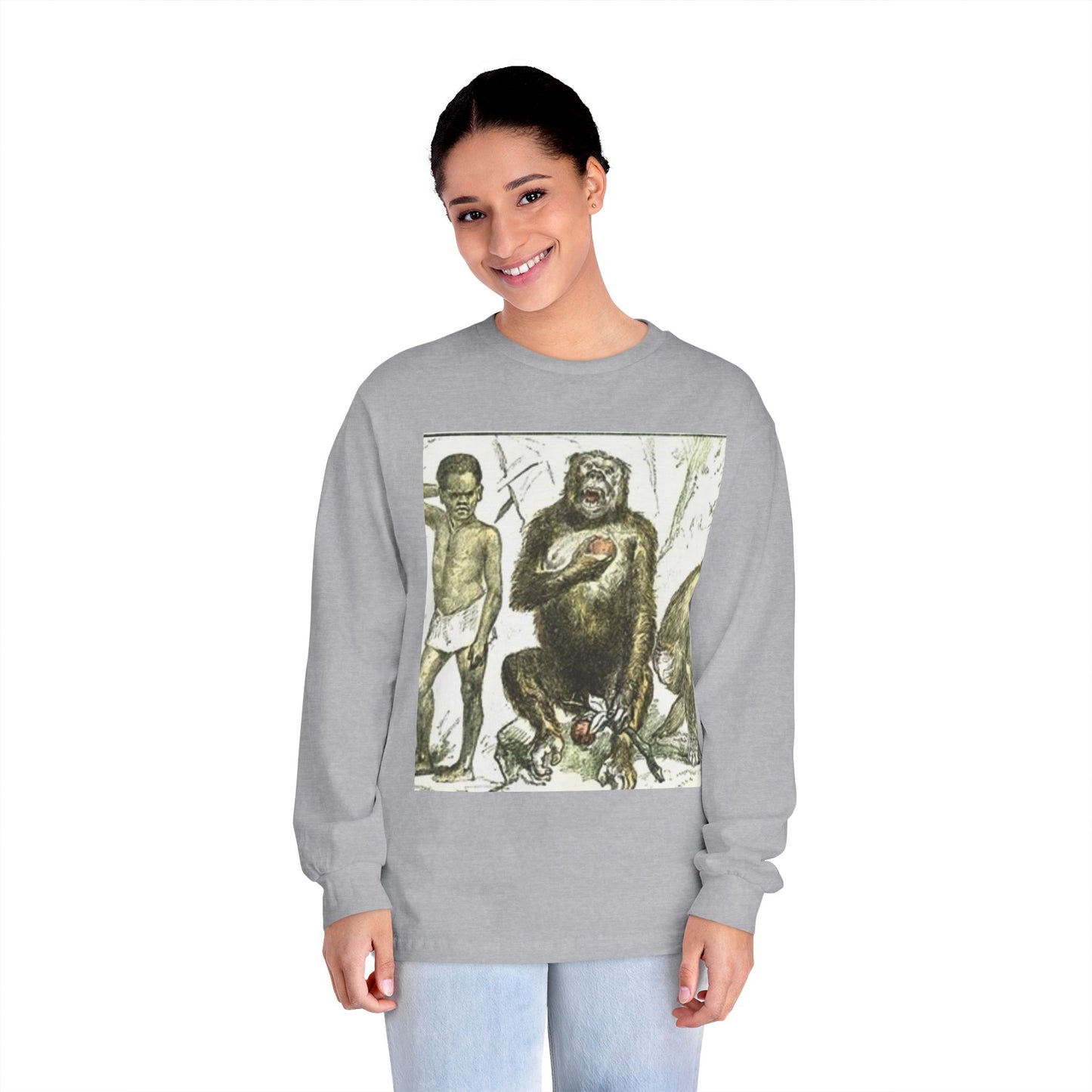 Artistic Long Sleeve T-Shirt - Unique Vintage Animal Illustration