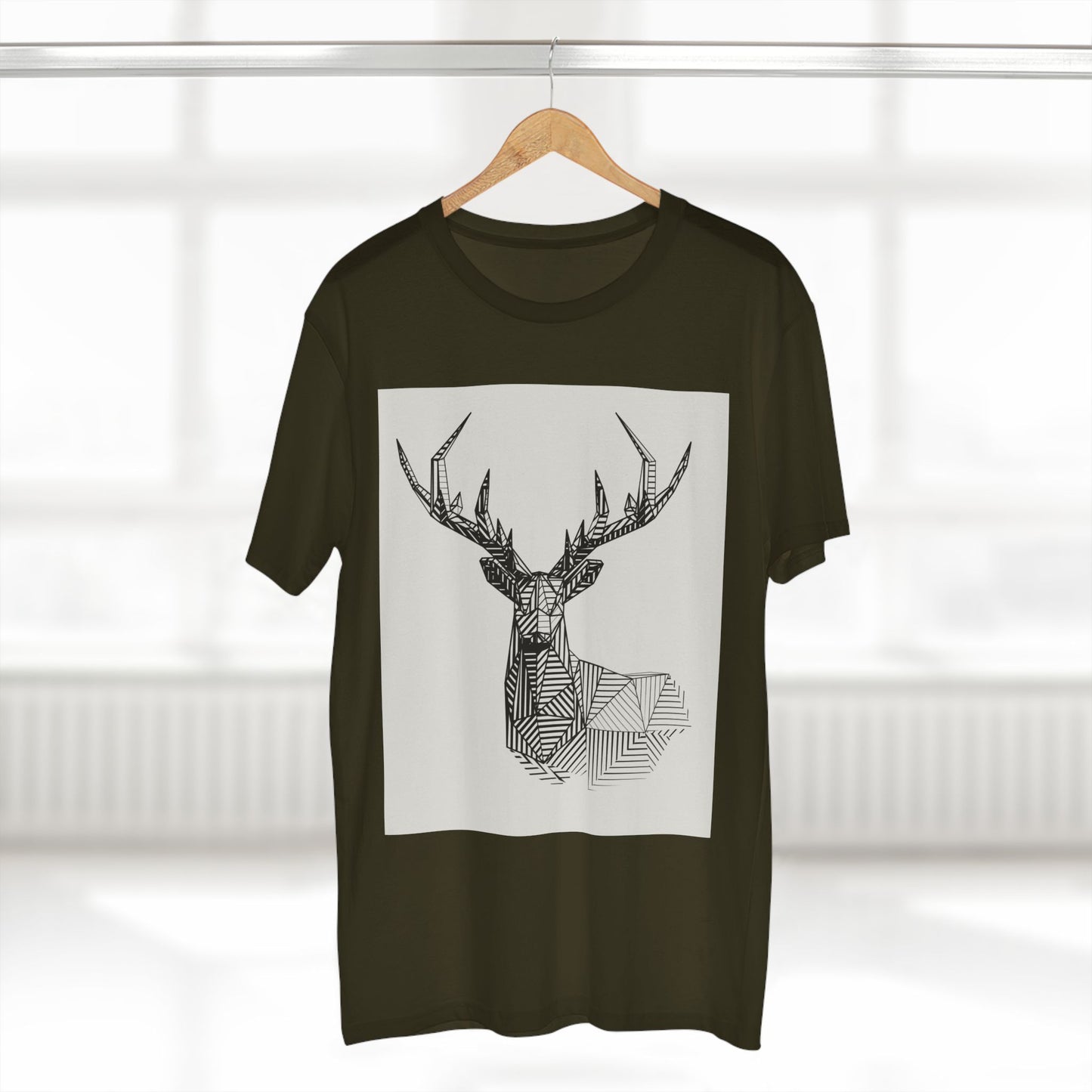 Geometric Deer & Spider Web Adult Staple Tee - Nature-Inspired Graphic T-Shirt for Outdoor Enthusiasts