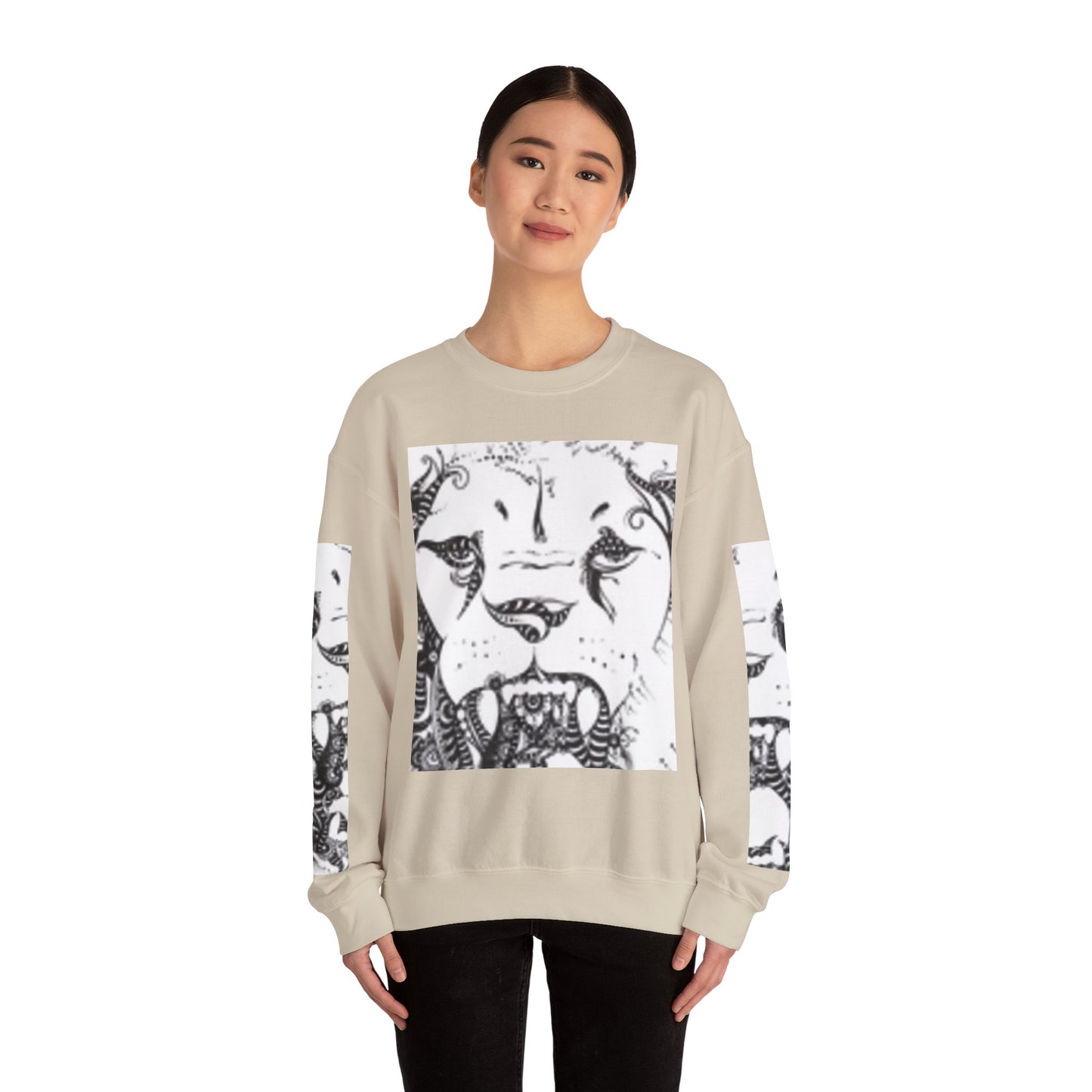 Wild Spirit Lion Graphic Crewneck Sweatshirt | Unisex Heavy Blend