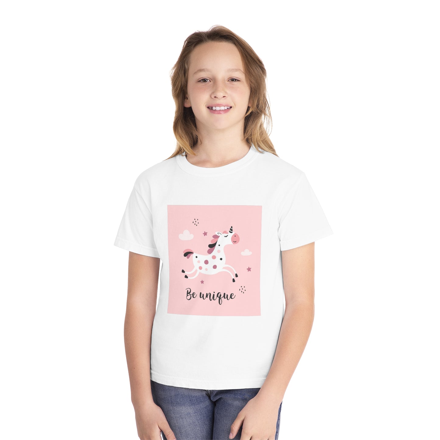 Girls' Unicorn T-Shirt - 'Be Unique' Midweight Tee
