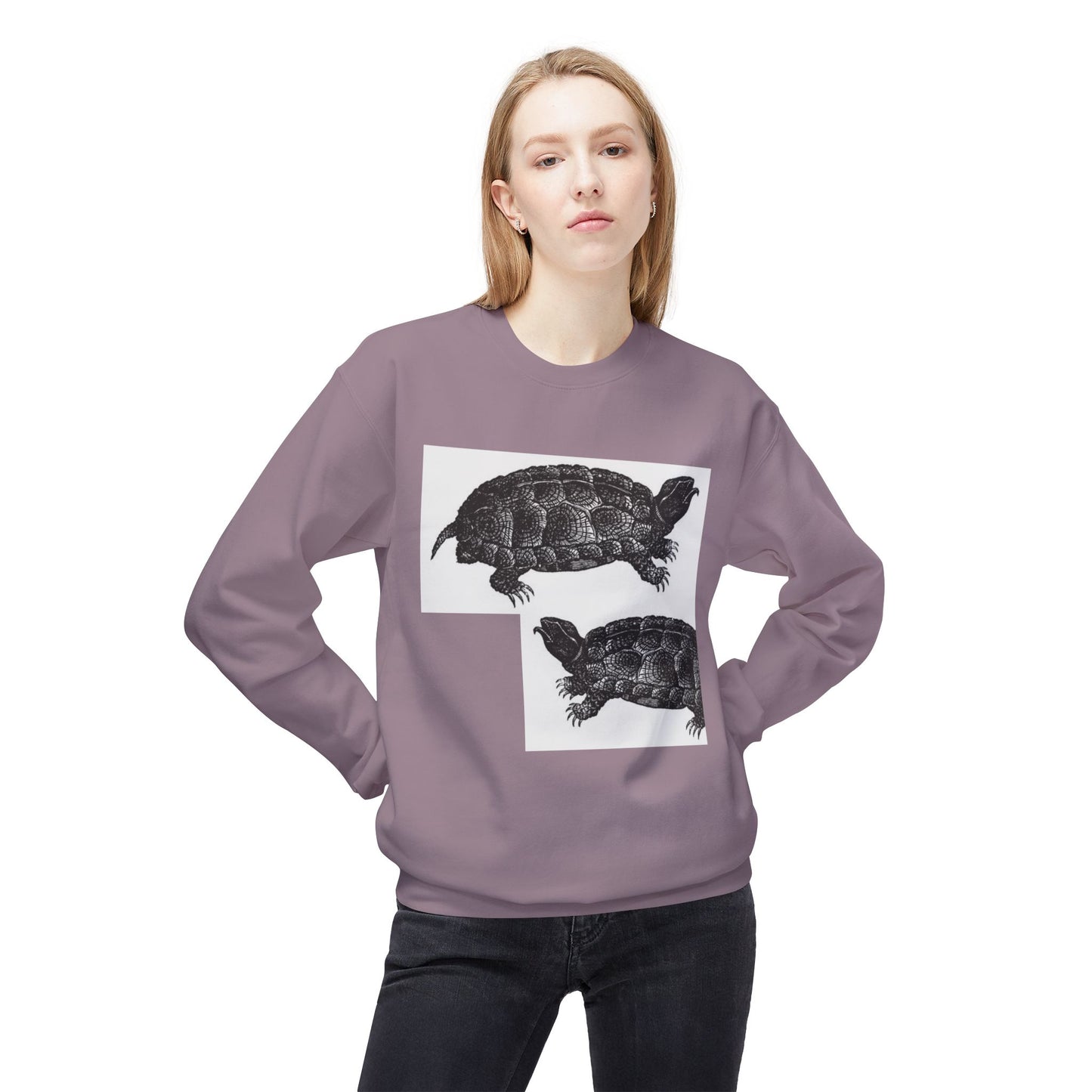 Vintage Turtle Graphic Fleece Crewneck Sweatshirt