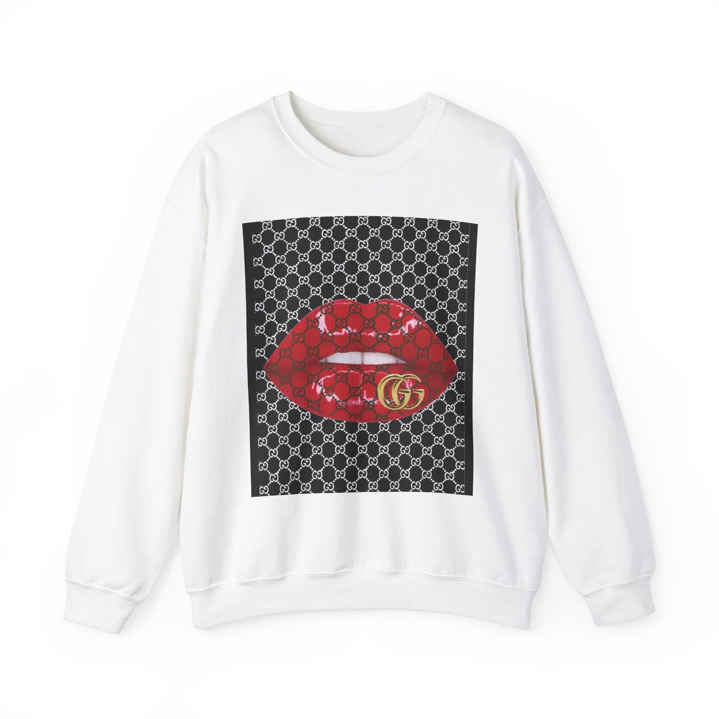 Trendy Unisex Graphic Crewneck Sweatshirt with Lip Design