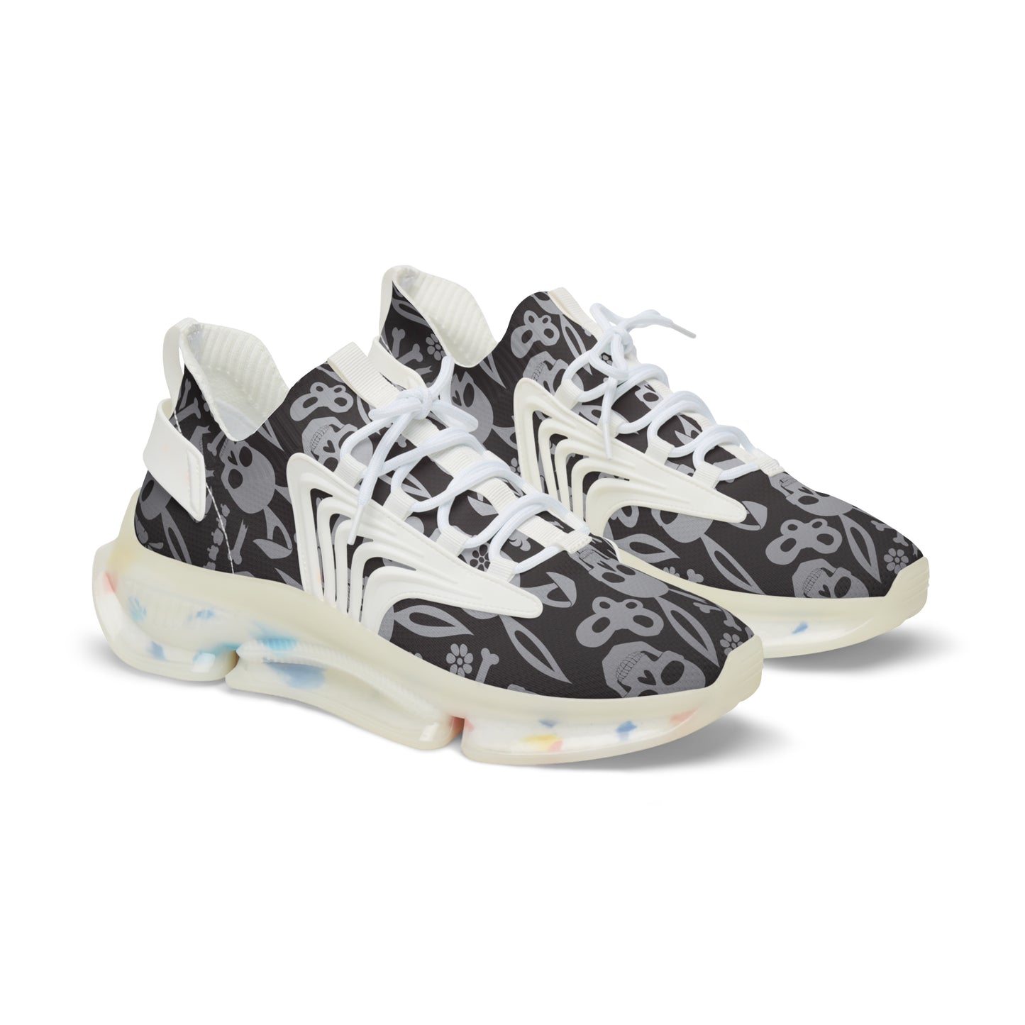 Stylish Men's Mesh Sneakers with Floral Skull Design - Trendy Athletic Footwear for Casual Wear