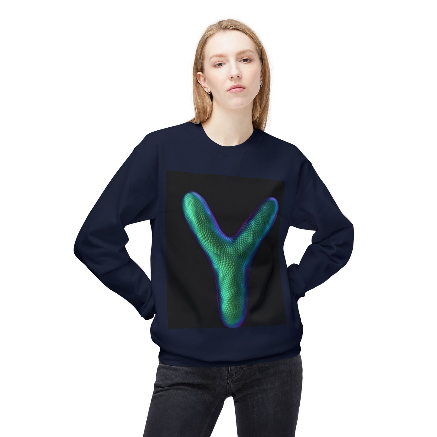 Unisex Y Graphic Fleece Crewneck Sweatshirt - Cozy Modern Style