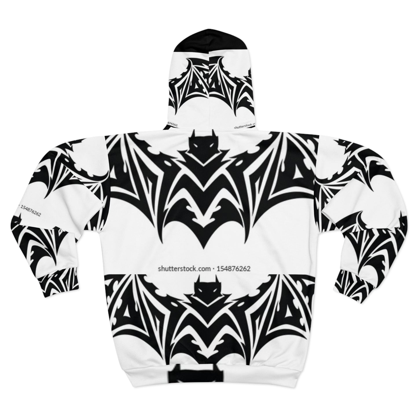 Gothic Bat Print Unisex Zip Hoodie | Spooky Style for Halloween & Casual Wear
