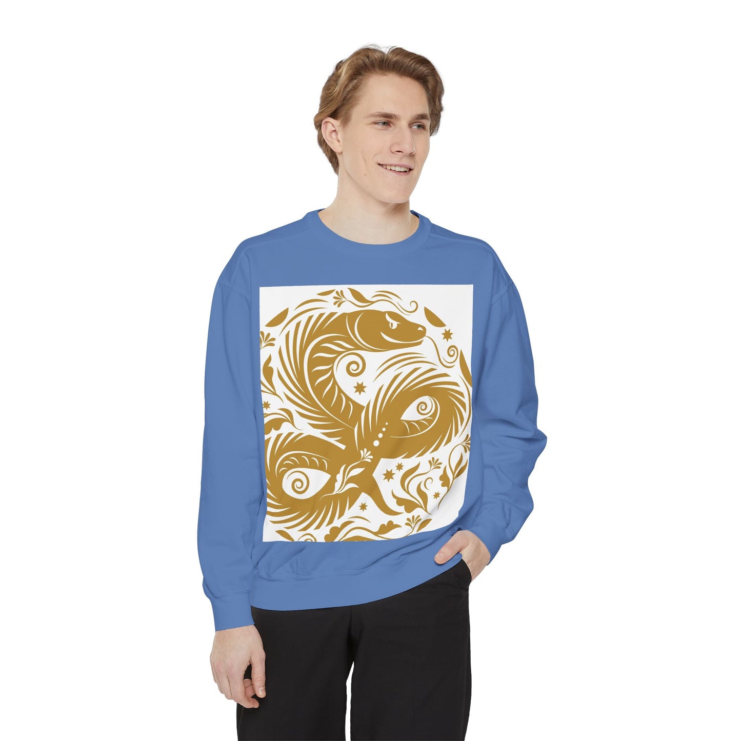 Cultural Vibe Unisex Garment-Dyed Sweatshirt - Tribal Mask & Animal Design