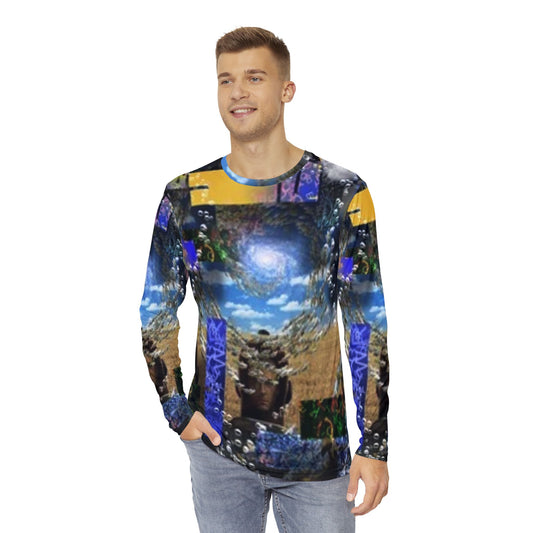 Abstract Art Men's Long Sleeve Shirt - Unique Colorful Design for Creative Souls