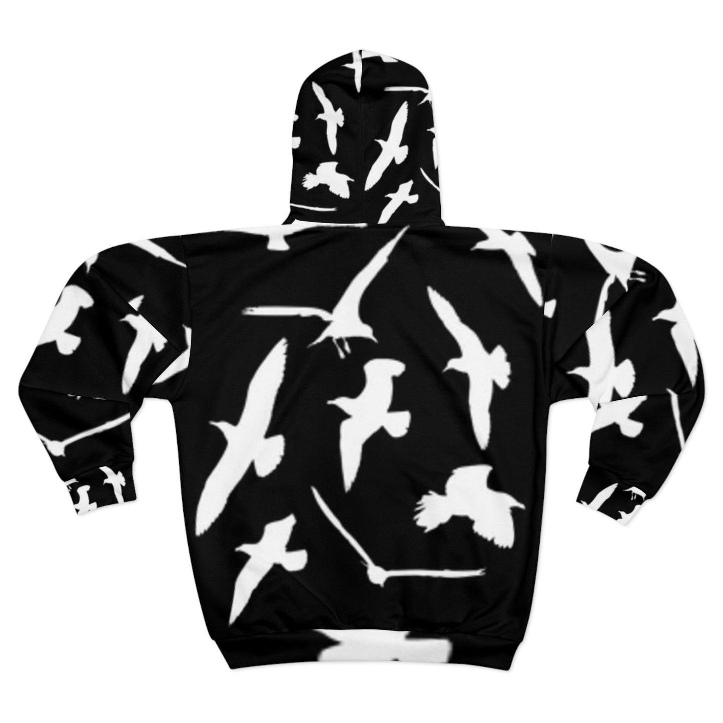 Stylish Unisex Zip Hoodie with Bird Pattern - Perfect for Nature Lovers