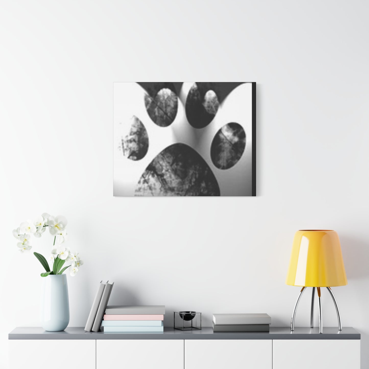 Black Paw Print Canvas Art - Modern Animal Decor for Pet Lovers