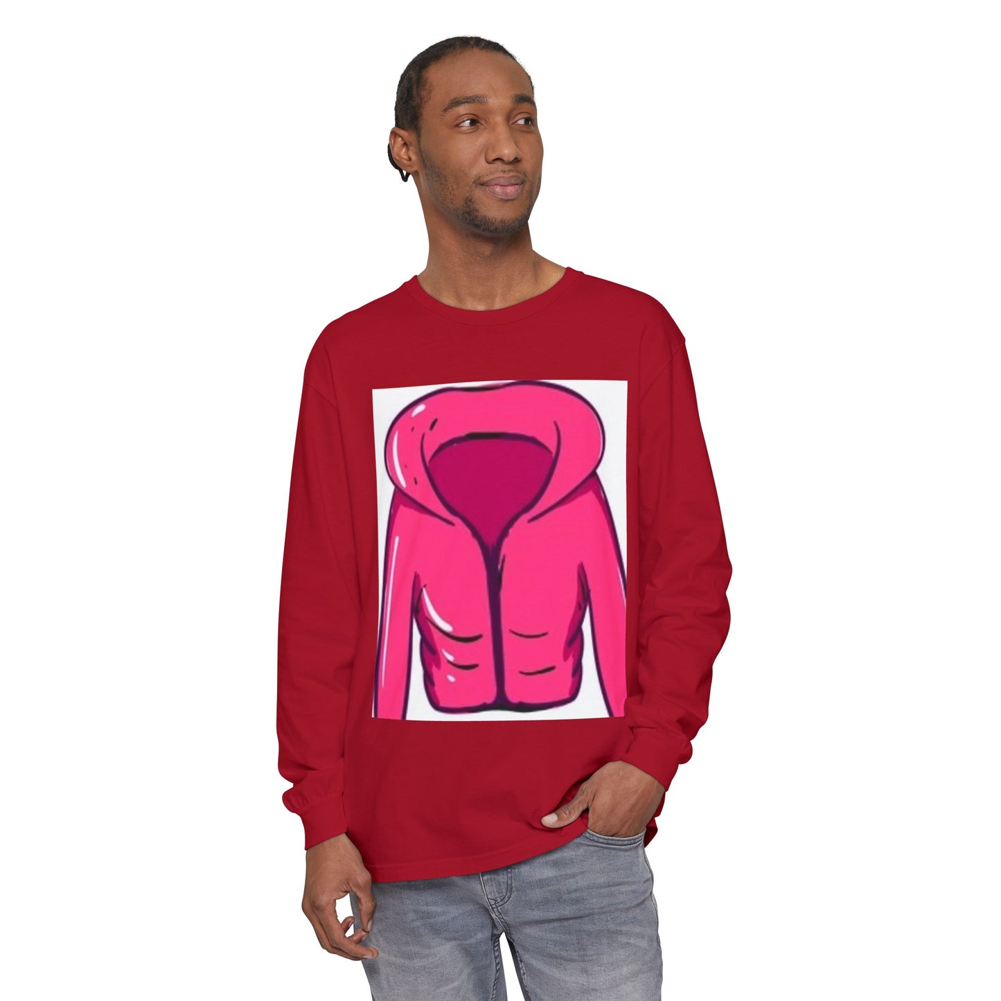 Unisex Garment-Dyed Long Sleeve T-Shirt - Cute Hoodie Print for Casual Wear